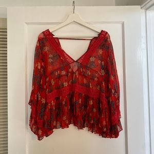 Free People Bell Sleeve Sheer Top